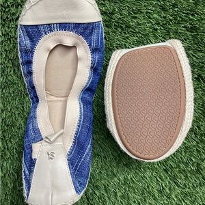 Yosi Samra Blue and Tan Foldable Flats